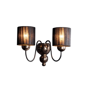 Garbo Bronze Double Wall Light with Black String Shades